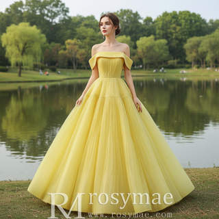 Beaded Ruched Prom Dress Off the Shoulder A-line Formal Gown