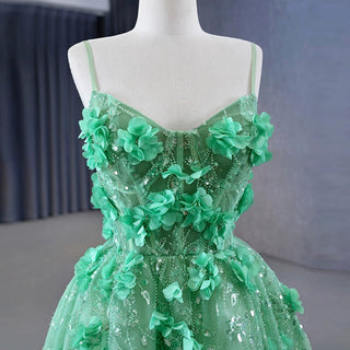 A-line 3D Flower Lace Prom Dress Formal Dress with Spaghetti Strap - Rosymae