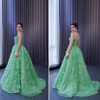 A-line 3D Flower Lace Prom Dress Formal Dress with Spaghetti Strap - Rosymae