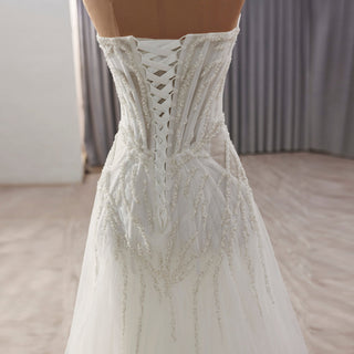 A-Line Beading Sequins Princess Sheer Wedding Dresses - Rosymae