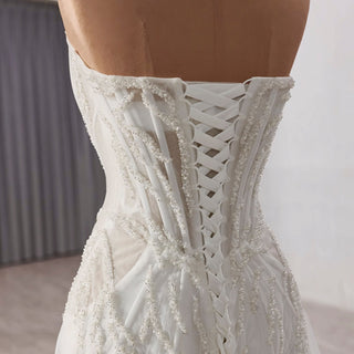 A-Line Beading Sequins Princess Sheer Wedding Dresses - Rosymae