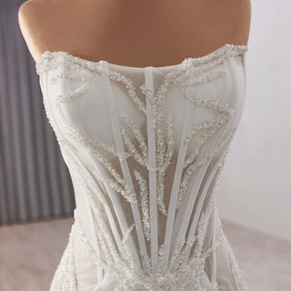A-Line Beading Sequins Princess Sheer Wedding Dresses - Rosymae
