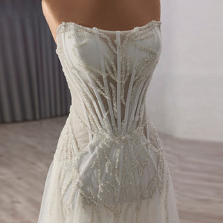 A-Line Beading Sequins Princess Sheer Wedding Dresses - Rosymae