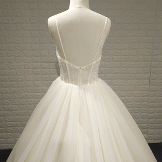 Elegant A Line Wedding Dress with Spaghetti Straps