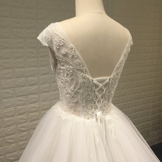 Classic & Elegant A-line Beach Wedding Dress with Cap Sleeve