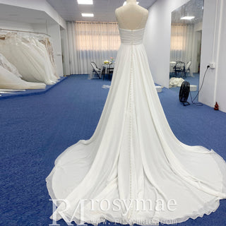Classic A-line Vneck Chiffon Wedding Dress with Wide Strap