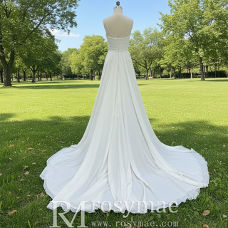 Classic A-line Vneck Chiffon Wedding Dress with Wide Strap