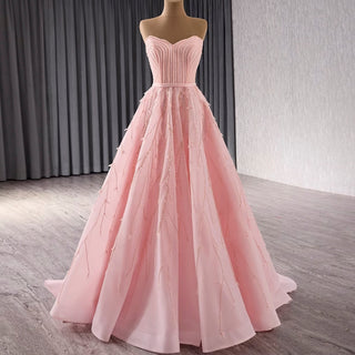 A-Line Floor Length Women Pink Prom Party Gowns Evening Dress - Rosymae