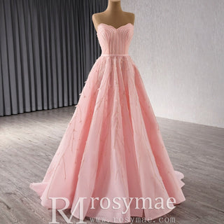 A-Line Floor Length Women Pink Prom Party Gowns Evening Dress - Rosymae