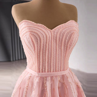 A-Line Floor Length Women Pink Prom Party Gowns Evening Dress - Rosymae