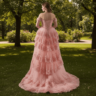 A-line Floral Applique Birthday Princess Formal Gown Party Dress - Rosymae
