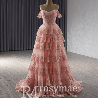 A-line Floral Applique Birthday Princess Formal Gown Party Dress - Rosymae