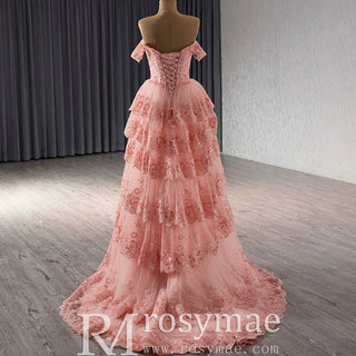 A-line Floral Applique Birthday Princess Formal Gown Party Dress - Rosymae