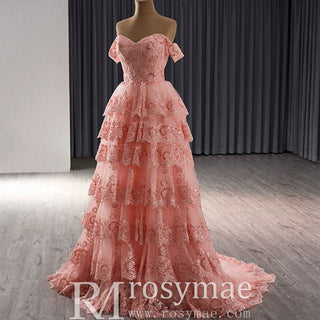 A-line Floral Applique Birthday Princess Formal Gown Party Dress - Rosymae