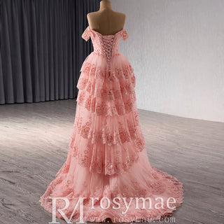 A-line Floral Applique Birthday Princess Formal Gown Party Dress - Rosymae