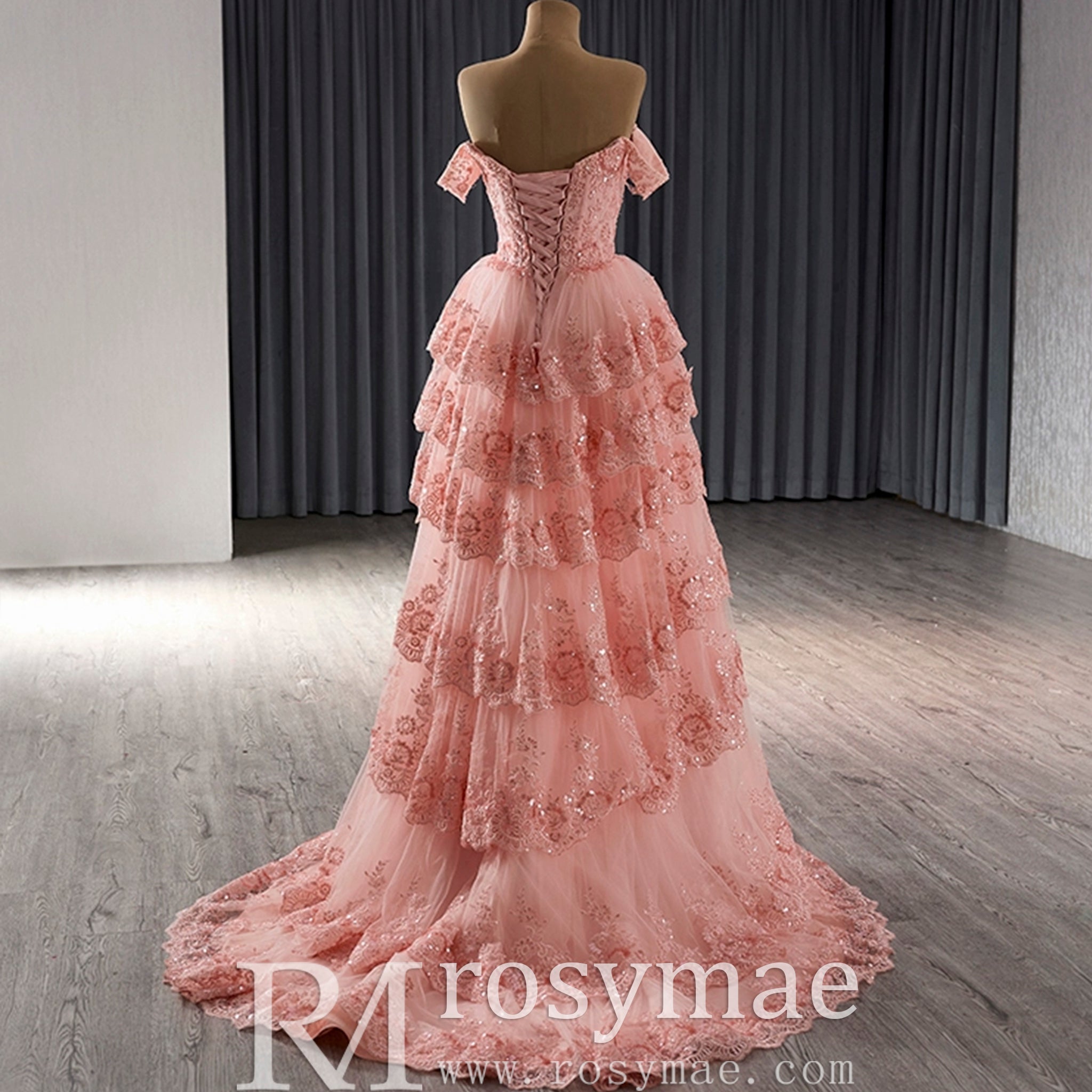 A-line Floral Applique Birthday Princess Formal Gown Party Dress - Rosymae