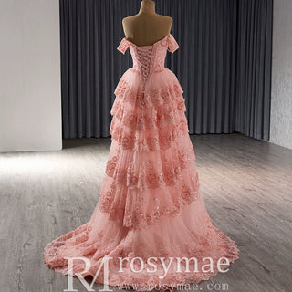 A-line Floral Applique Birthday Princess Formal Gown Party Dress - Rosymae