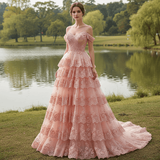 A-line Floral Applique Birthday Princess Formal Gown Party Dress - Rosymae