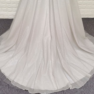 Off-Shoulder A-Line Sparkly Tulle Prom Dress with Vneck