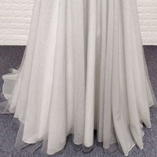 Off-Shoulder A-Line Sparkly Tulle Prom Dress with Vneck