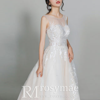 Princess Tulle Wedding Dress Champagne Bridal Dress A Line