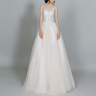 Princess Tulle Wedding Dress Champagne Bridal Dress A Line
