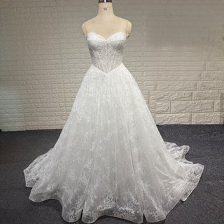 Princess A-line Overall Lace Wedding Dress with Sweetheart Neckline for Ethereal Looks
