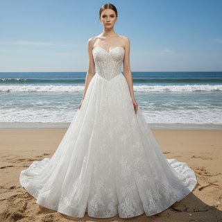 Princess A-line Overall Lace Wedding Dress with Sweetheart Neckline fo Rosymae Princess A-line Overall Lace Wedding Dress with Sweetheart Neckline fo Rosymae