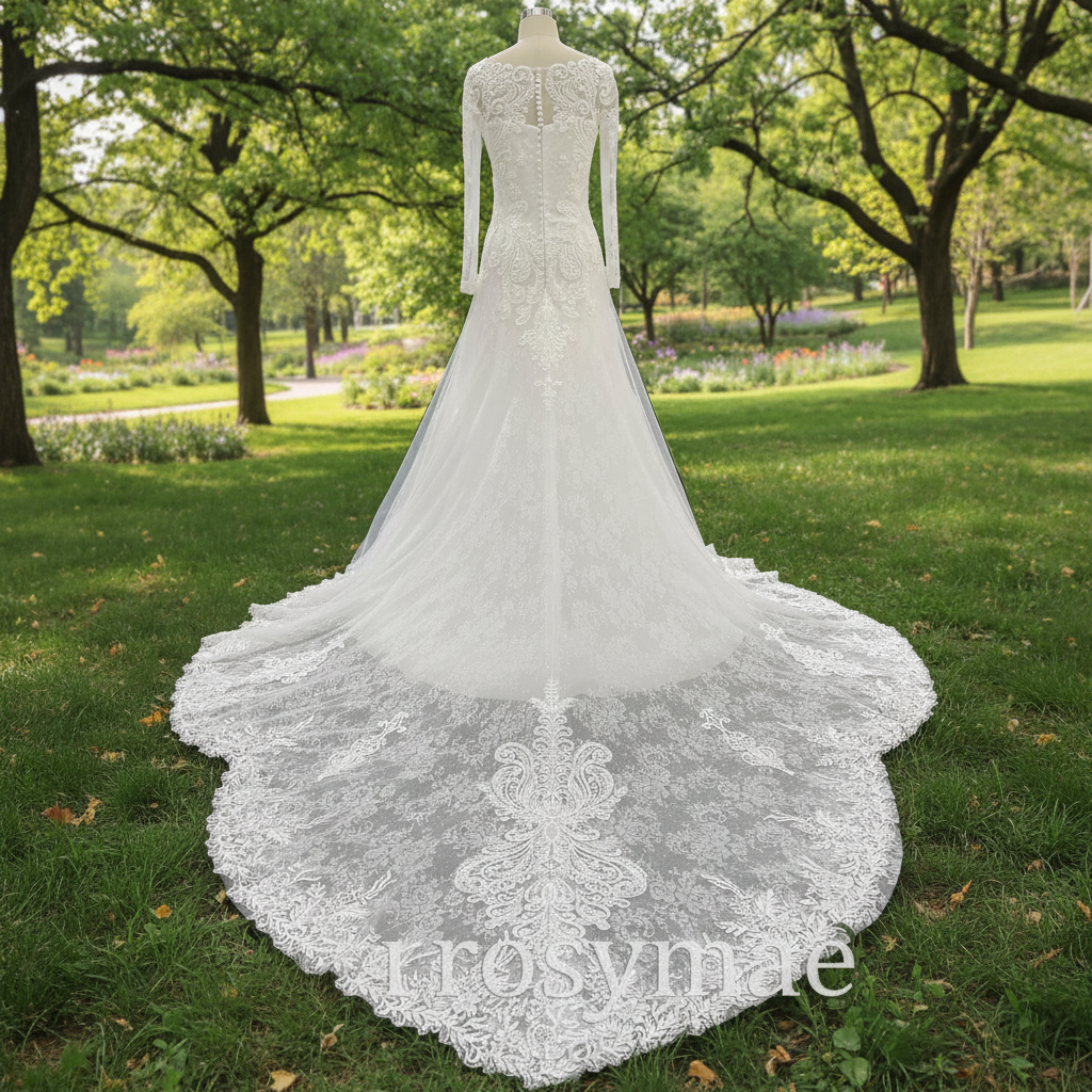 Glamorous Long Sleeve A-line Lace Wedding Dress | Online Bridal Shop Rosymae Glamorous Long Sleeve A-line Lace Wedding Dress | Online Bridal Shop Rosymae