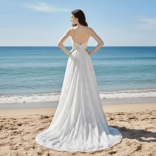 A-line Lace Wedding Dresses & Bridal with Capes and Feathers - Rosymae