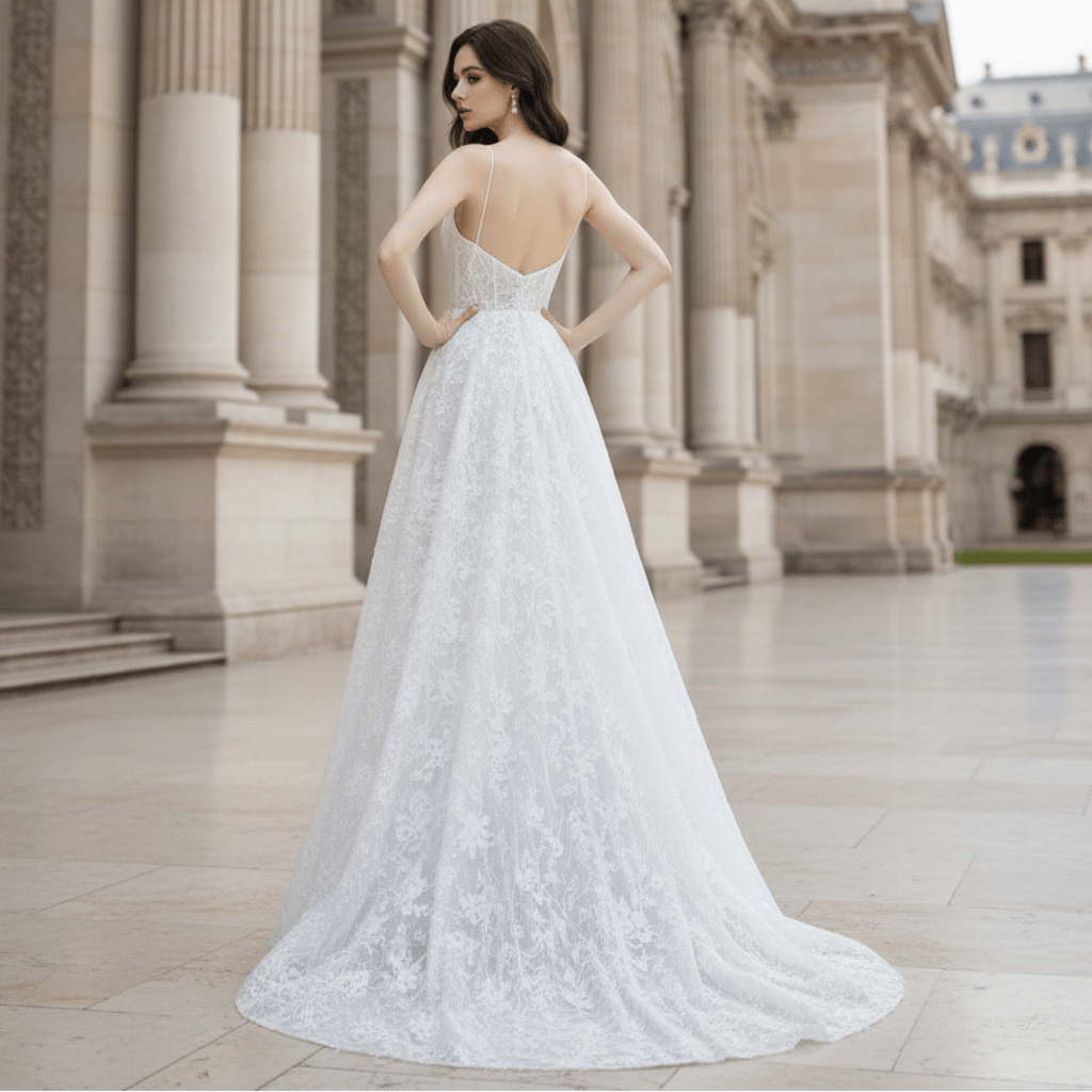 A-line Lace Wedding Dresses & Bridal with Capes and Feathers - Rosymae