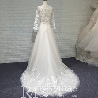 Vintage Wedding Dress with Flutter Lace Sleeves Timeless Look