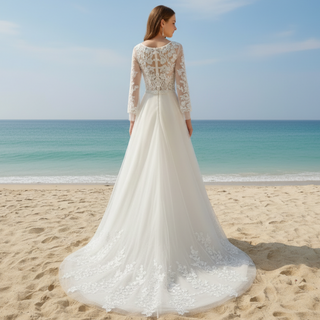 Vintage Wedding Dress with Flutter Lace Sleeves Timeless Look