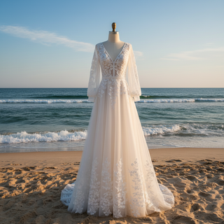 Vintage Wedding Dress with Flutter Lace Sleeves Timeless Look