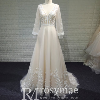 Vintage Wedding Dress with Flutter Lace Sleeves Timeless Look