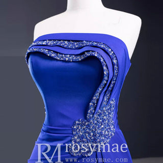 A-line Luxury Prom Dress Beaded Evening Gown with Leg Slit - Rosymae