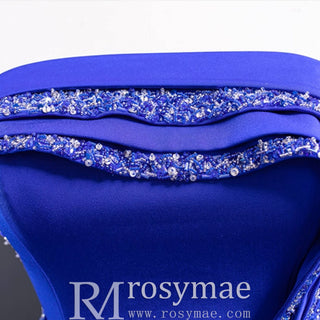 A-line Luxury Prom Dress Beaded Evening Gown with Leg Slit - Rosymae