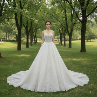 Romantic Sparkly A Line Mesh Wedding Dress with Sweetheart Neckline