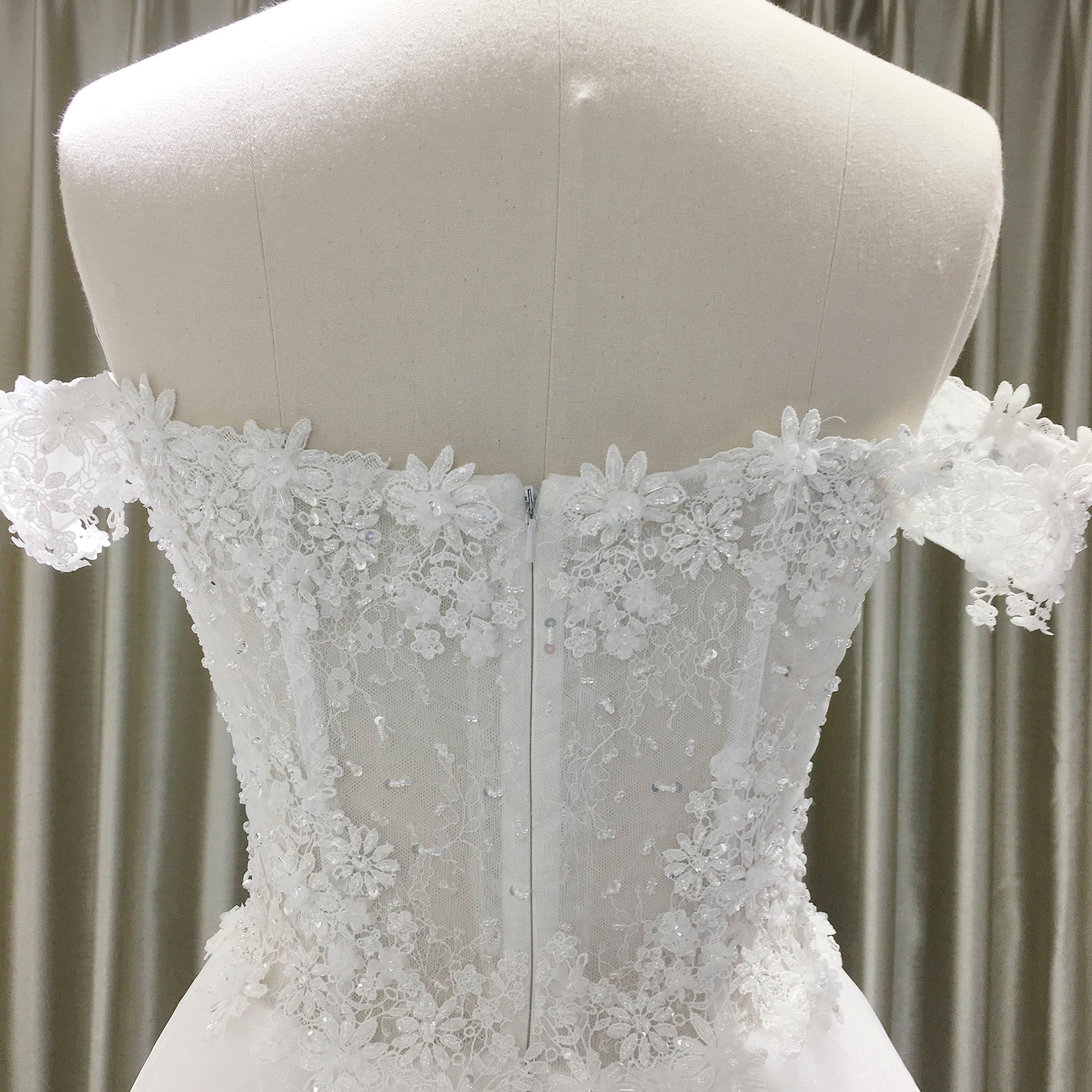 Best Off the Shoulder Sheer Bodice A Line Lace Wedding Dress Rosymae Best Off the Shoulder Sheer Bodice A Line Lace Wedding Dress Rosymae