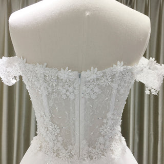 Best Off the Shoulder Sheer Bodice A Line Lace Wedding Dress