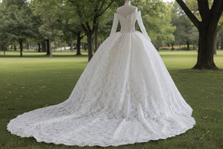 A-Line Off-the-Shoulder Long Sleeves Lace Wedding Dresses - Rosymae