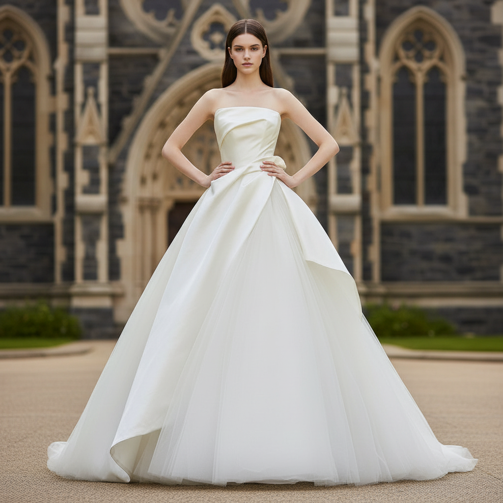 Strapless Asymmetrical Wedding Dress Ruffle Bridal Gown Rosymae Strapless Asymmetrical Wedding Dress Ruffle Bridal Gown Rosymae