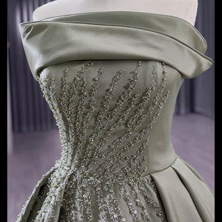 A-line Satin Wedding Dress Strapless Asymmetrical Formal Gown - Rosymae
