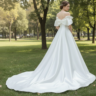Affordable Off-the-Shoulder A-line Wedding Dress Bridal Gown