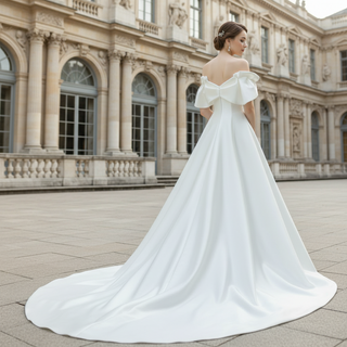 Affordable Off-the-Shoulder A-line Wedding Dress Bridal Gown