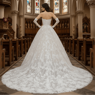 A-line Strapless Lace Wedding Dress and Bridal Gown with Sweetheart - Rosymae