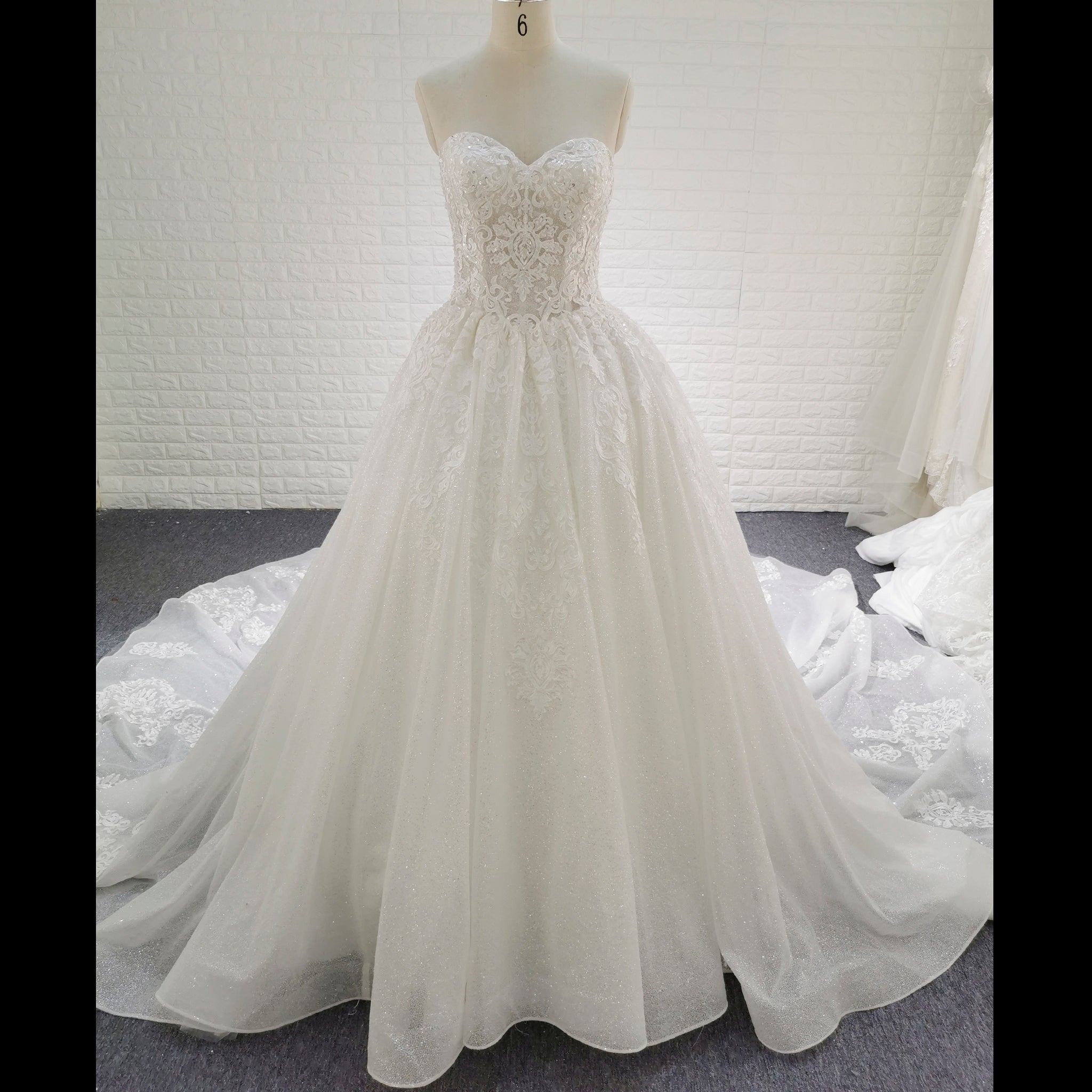 A-line Strapless Sweetheart Neckline Wedding Dress with Sheer Bodice - Rosymae