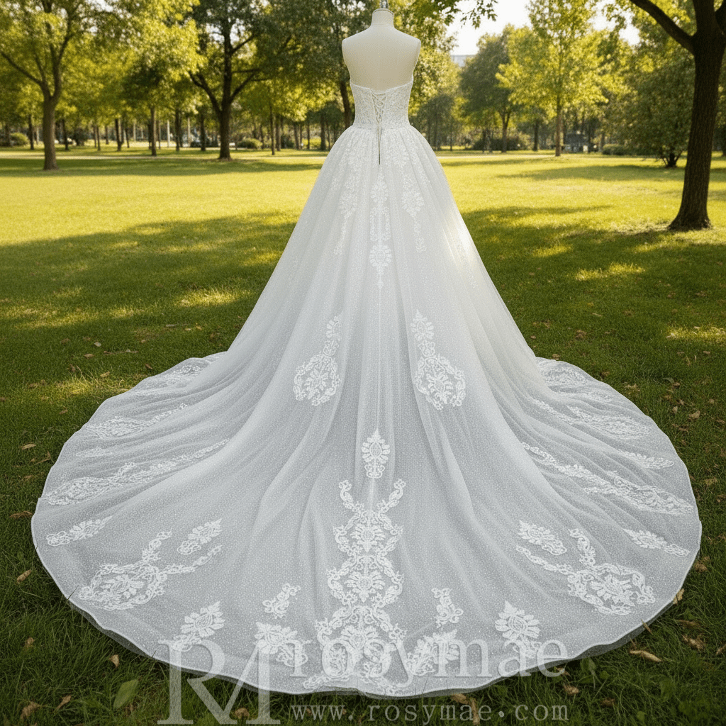 A-line Strapless Sweetheart Neckline Wedding Dress with Sheer Bodice - Rosymae