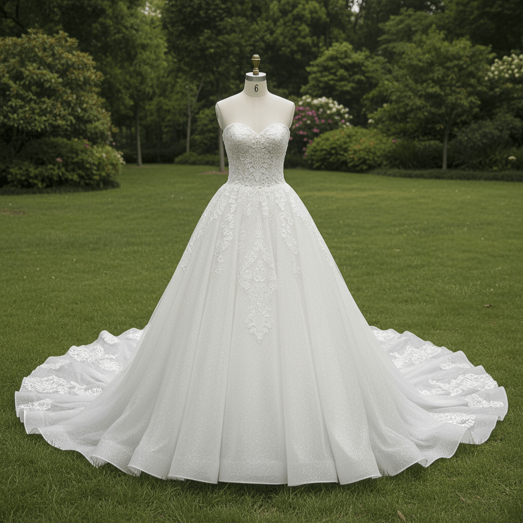 A-line Strapless Sweetheart Neckline Wedding Dress with Sheer Bodice - Rosymae