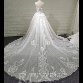 A-line Strapless Sweetheart Neckline Wedding Dress with Sheer Bodice - Rosymae